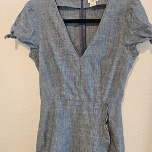 J. Crew Gray Ruffled Wrap Sundress